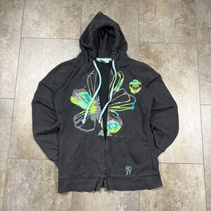 VTG Roxy Hibiscus Y2K Surfer Girl Zip Up Hoodie